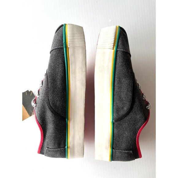 TOMS Black Washed Canvas Cordones Boardwalk Shoes w/ Red Trim Size 9.5 (US) NWOB - Picture 5 of 10